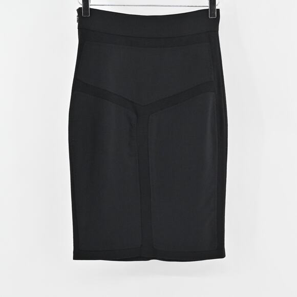 DIANE VON FURSTENBERG Skirt Sz 4 Black Combo Wool Blend Straight Pencil Classic - Picture 1 of 13